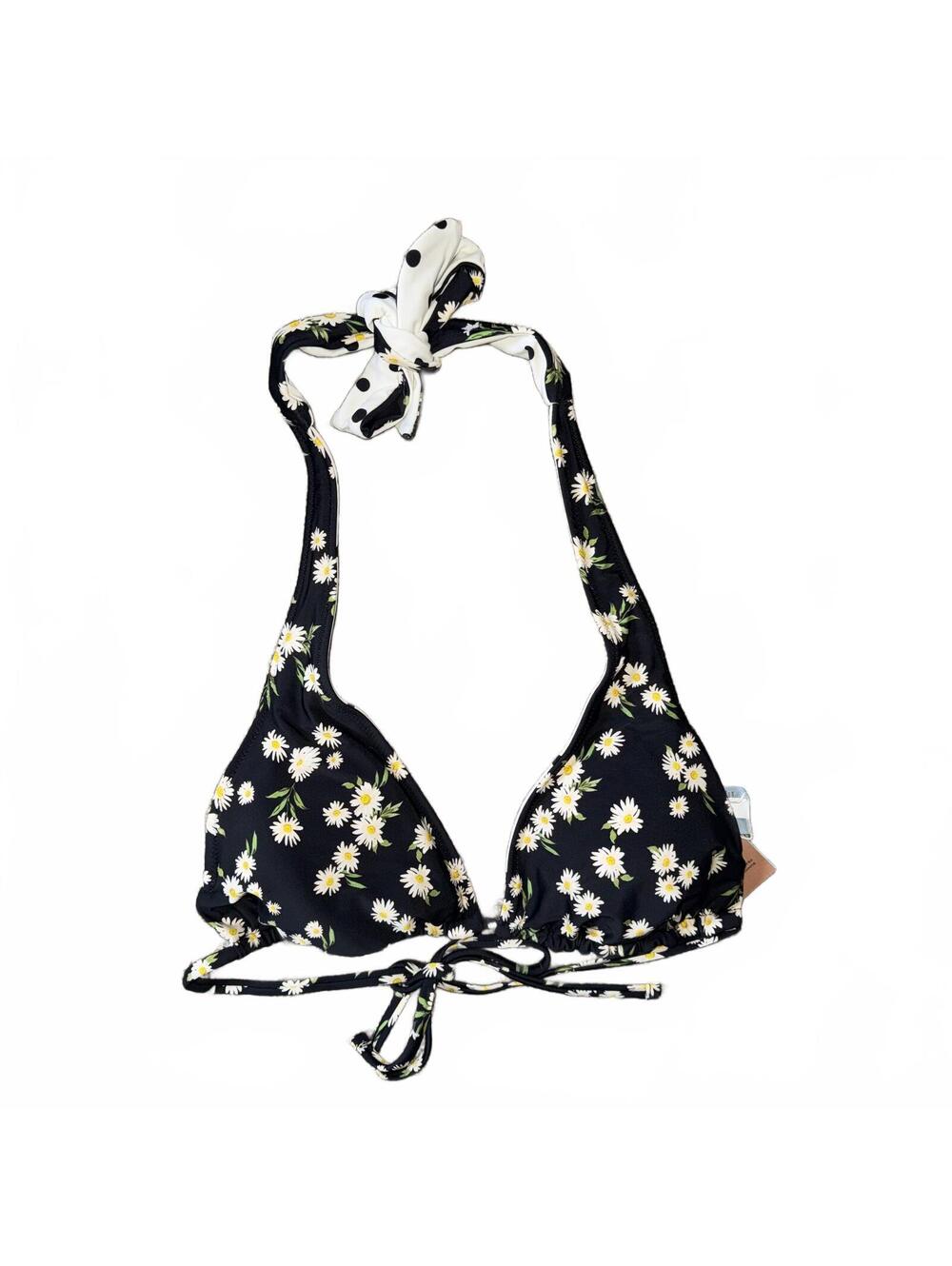 Shade & Shore Reversible Triangle Bikini Top Daisy Polka Dot Swim Top NWT XL
